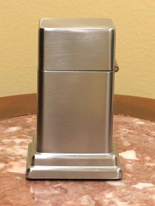 Vintage 19 No.  3 Barcroft Zippo Table Top Lighter Brushed Stainless Steele 1950s
