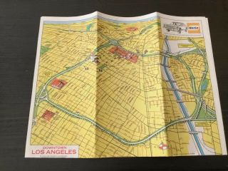 Vintage 1975 Hertz Rental Car Map For Downtown Los Angeles And Other Locations