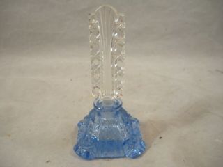 VTG BLUE CUT GLASS PERFUME BOTTLE W/DAUBER INTACT MADE IN CZECHOSLOVAKIA CZECH 3