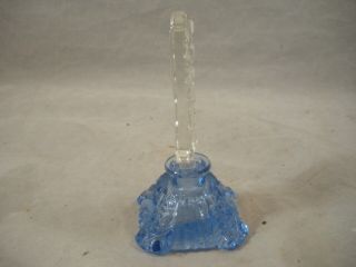 VTG BLUE CUT GLASS PERFUME BOTTLE W/DAUBER INTACT MADE IN CZECHOSLOVAKIA CZECH 4