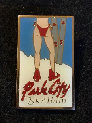 Park City Ski Bum Vintage Skiing Pin Badge Utah Ut Resort Souvenir Travel Lapel
