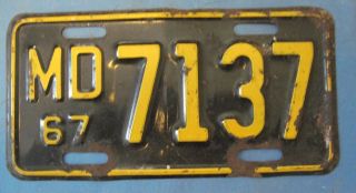 1967 Maryland Motorcycle License Plate