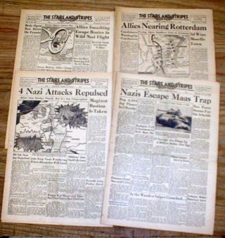 4 Ww Ii 1944 Stars & Stripes Newspapers Liberating Belgium Frm German Occupation