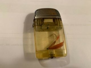 Rare Vintage Clear Fishing Lure Cigarette Lighter Scripto Vu