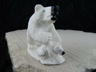 Polar Bears Zuni Fetish Carving - Derrick Kaamasee