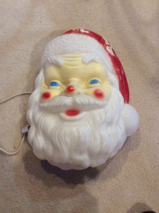 Vintage 1968 Empire Plastics Blow Mold Santa Claus Face Head