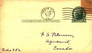 8QC Robert G.  Emery Pennsylvania 1921 With Stamp Vintage Ham Radio QSL Card 2