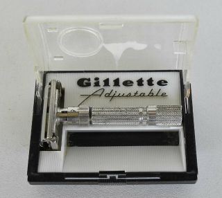 Vintage Gillette Adjustable Safety Razor With Case Made In Usa