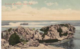 Vintage Postcard Breakers On Rottnest Island Western Australia 1900s