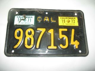 Vintage Motorcycle California License Plate - Black And Yellow 987154