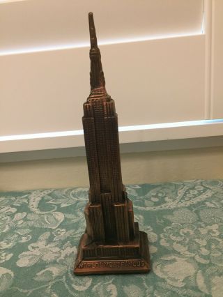 Vintage Cast Copper Tone Metal 8 " Empire State Building Souvenir York