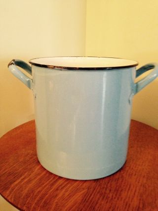 Vintage English Enamelware.  functional light blue enamel flour bin 3