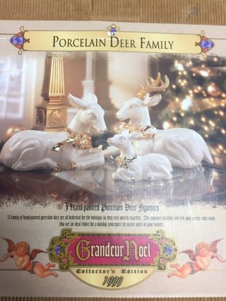 1999 Grandeur Noel Porcelain Deer Christmas Reindeer Family Collector 