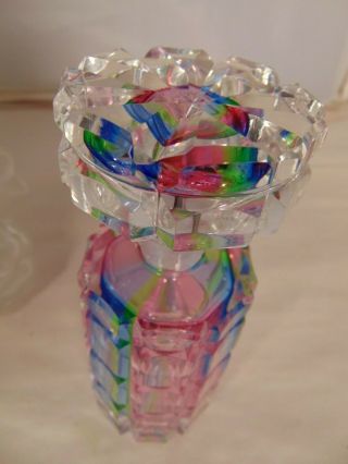Czech Scarce Rainbow Cut Glass Crystal Perfume Scent Bottle Multi Color 2