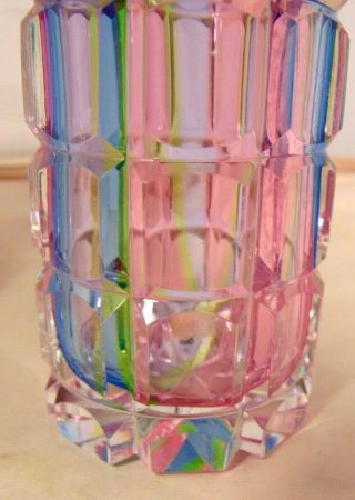 Czech Scarce Rainbow Cut Glass Crystal Perfume Scent Bottle Multi Color 4