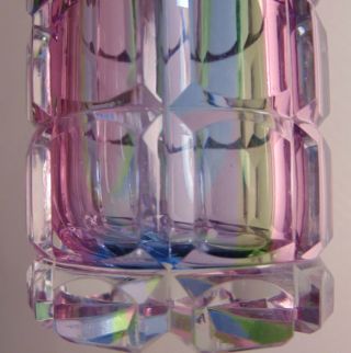 Czech Scarce Rainbow Cut Glass Crystal Perfume Scent Bottle Multi Color 5