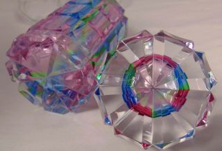 Czech Scarce Rainbow Cut Glass Crystal Perfume Scent Bottle Multi Color 6