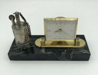 Made In Austria Clock / Cigarette Lighter Decorative Art Deco Table Piece Wow