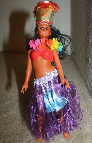 Vintage Hawaiian Hula Girl Doll 10 " Tall Head & Arms Turns