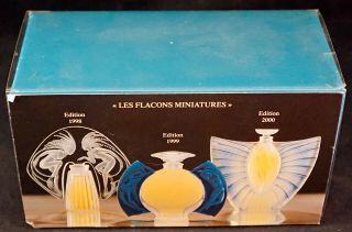 Boxed Set of 3 Lalique Limited Edition Miniature Perfume Bottles with Nudes 2 5