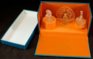 Boxed Set Of 3 Lalique Limited Edition Miniature Perfume Bottles With Nudes 1