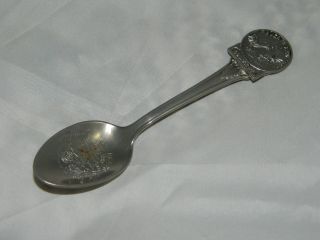 Vtg Rare Souvenir Spoon Of Puerto Rico " Cockfight " Made In Usa Stainless Steel