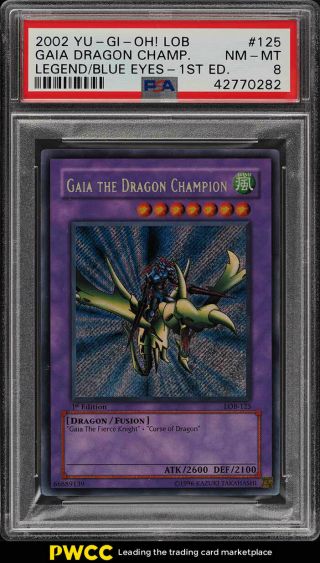 2002 Yu - Gi - Oh Lob 1st Edition Gaia The Dragon Champion Lob Psa 8 Nm - (pwcc)