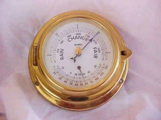 Vintage Brass Hoffritz Barometer Thermometer Made In France