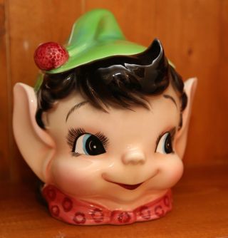 Vintage 1950s 1960s Esd Lefton Py Japan Pixie Elf Gnome Cookie Jar