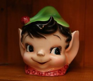 Vintage 1950s 1960s ESD Lefton Py Japan Pixie Elf Gnome Cookie Jar 2