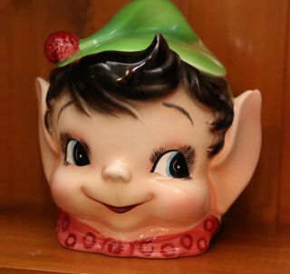 Vintage 1950s 1960s ESD Lefton Py Japan Pixie Elf Gnome Cookie Jar 5