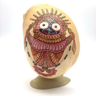 Hand - Crafted Jagannath Painted On Seashell - One Of A Kind Krishna Art 8 "