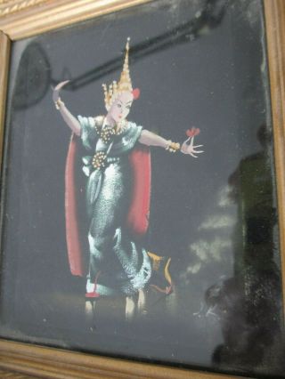 Mid Century Signed Hand Painted Siam Thailand Dancer Painting