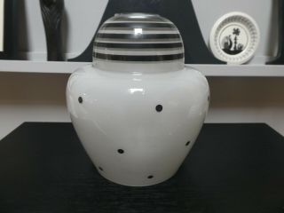Retro 1950 - 60s Black White Striped Hooped Polka Dot Glass Lampshade