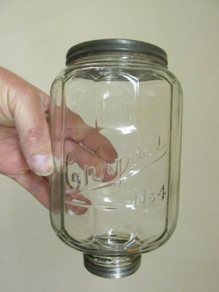 Antique Arcade Crystal No 4 Glass Hopper Jar For Wall Mount Coffee Grinder W Lid