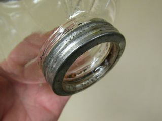ANTIQUE ARCADE CRYSTAL NO 4 GLASS HOPPER JAR FOR WALL MOUNT COFFEE GRINDER W LID 8