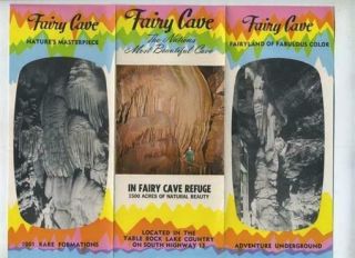 Fairy Cave Brochure Highway 13 South Table Rock Lake Missouri Ozarks 1960s