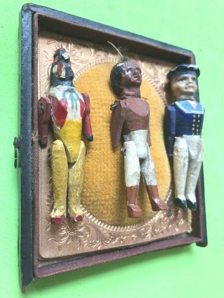 Antique Folk Art Carved Wood Jointed Dancing Figures Dolls Sailor,  Am.  Indian 2