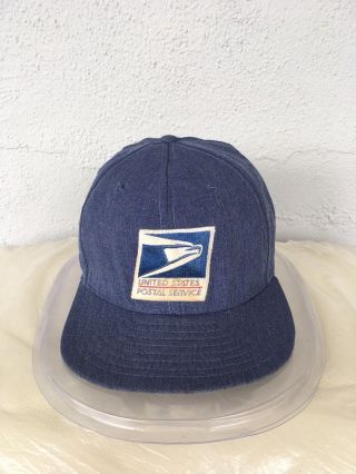 Vintage United States Postal Service Usps Denim Hat Cap Made In Usa