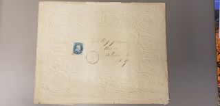 8.  5 " X 10.  5 " Civil War Era Stamped Antique Valentines Card And Envelope 1860