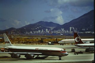 1973 - Hong Kong Kodak Photo Slide - Garuda - Dc8 - 53 - Kai Tak Hkg