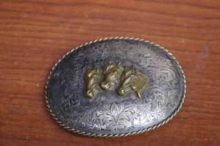 Boyd - Reno Nevada Sterling Silver Belt Buckle W/ Three Head Bronze Horse