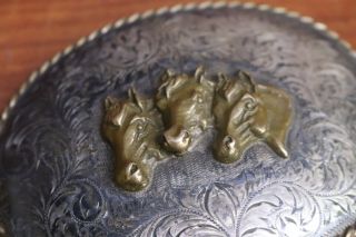 Boyd - Reno Nevada Sterling Silver Belt Buckle w/ Three Head Bronze Horse 2