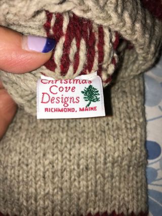 Christmas Cove Designs Stocking 100 Wool Knit Richmond ME Christmas Tree Hook 8