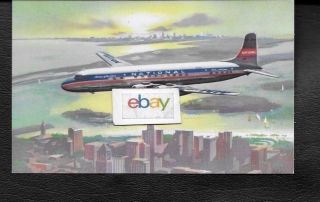 National Airlines 1950 Douglas Dc - 6b The Star Lithograph Airline Issue Postcard