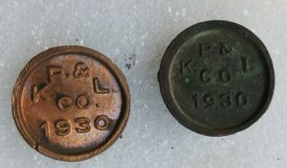2 Copper Hubbard Date Nails " Knoxville Power & Light "