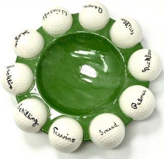 Vintage Ceramic 7.  5 Inch (19 Cm) Hand Painted Golf Ball Ashtray Pin Tray