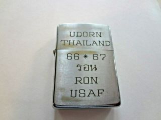 1966 Zippo Cigarette Lighter Engraved Usaf,  Udorn Thailand,  66 67