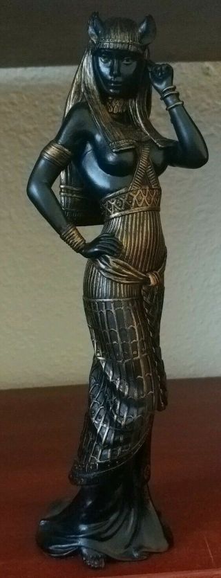 10.  75 " Ancient Egyptian Goddess Statue - Bastet Cat Lady Diety Figurine - Black