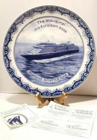 2008 Holland American Line The Inaugural Ms Eurodam Plate Delftware Royal Delft